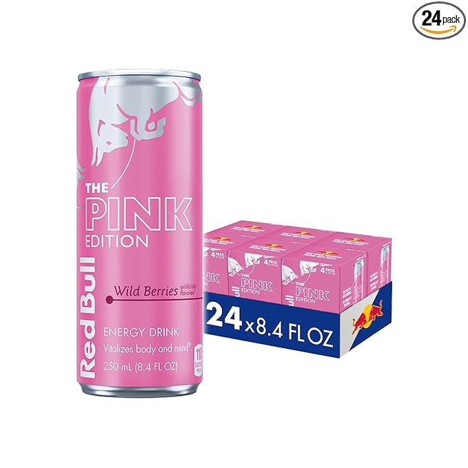 Red Bull Wild Berries, Pink Edition, with 80mg Caffeine plus Taurine & B Vitamins, 8.4 Fl Oz, 6 Packs of 4 Cans (Pack of 24)