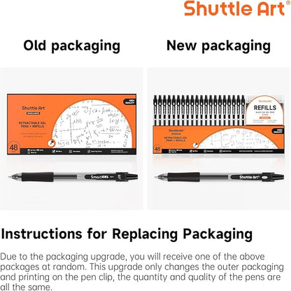 Shuttle Art Black Gel Pens, 48 Pack(20 Pens with 28 Refills) Retractable Medium Point Rollerball Gel Ink Pens Smooth Writing with Comfortable Grip for Office School Home Work