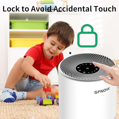 Air Purifiers for Home Pets Hair in Bedroom, Air Cleaner Covers Up to 1050 ft² Remove Smoke Pollen Dander Hair Smell, with HEPA Sleep Mode For Home Office Living Room Drom, SAP300C, White