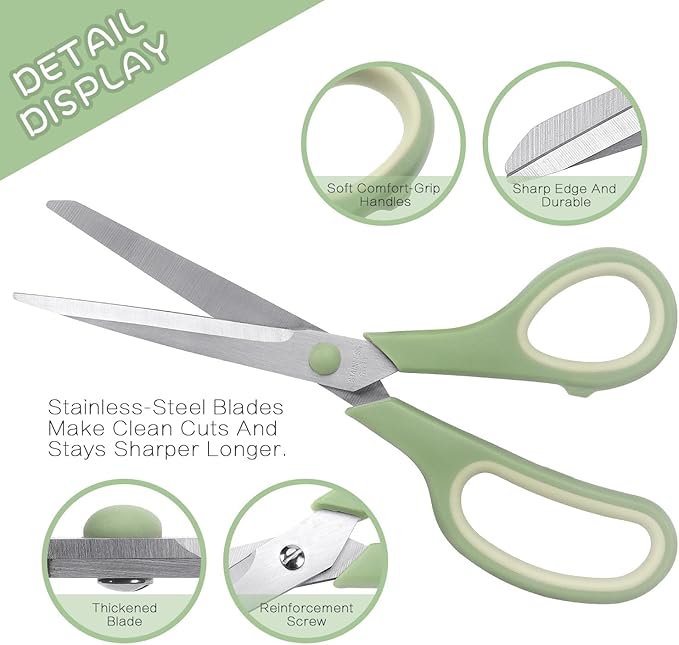 Scissors 8.5 Inch scissors all purpose Bulk Set of 3, Scissors for Office Home School Craft Supplies, Soft Comfort-Grip Right/Left Hand