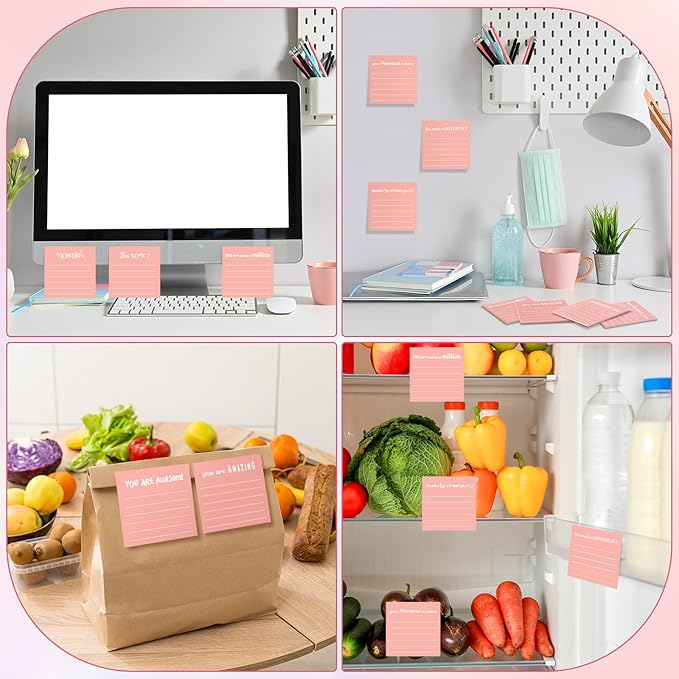 Yinder 24 Pcs Inspirational Sticky Notes Christmas Stocking Stuffers Motivational Sticky Notes Pad Employee Appreciation Gift Bulk for Teacher Nurse Coworker Office 3 x 3'' (Appreciation,Pink)