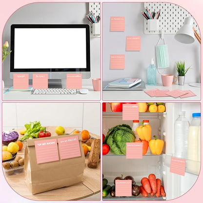 Yinder 24 Pcs Inspirational Sticky Notes Christmas Stocking Stuffers Motivational Sticky Notes Pad Employee Appreciation Gift Bulk for Teacher Nurse Coworker Office 3 x 3'' (Appreciation,Pink)