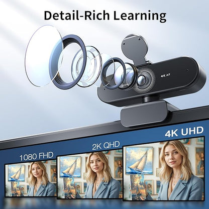 EMEET NOVA 4K Webcam for PC - Ultra 4K HD, PDAF Autofocus, Dual Noise-Cancelling Mics, 73° FOV, Auto Light Correction, USB-A, Privacy Cover, Ideal for High-End Business Meetings&Live Streaming