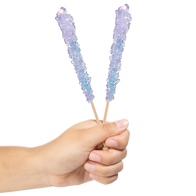 Candy Envy - Iridescent Lavender Rock Candy Sugar Sticks - Tutti Frutti Flavored - 24 Individually Wrapped Party Favors