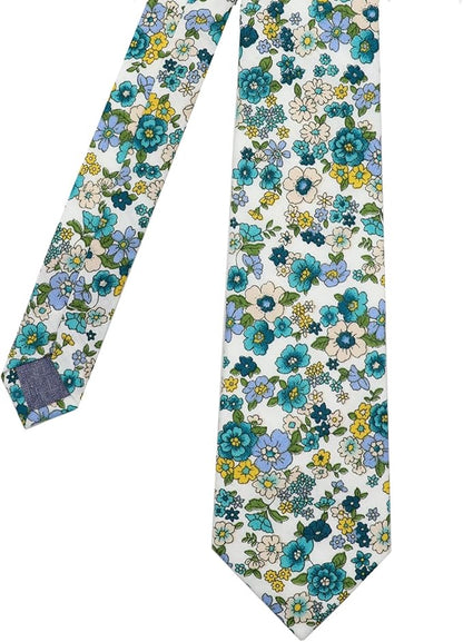 Cotton Floral Ties for Men 2.76" Men's Skinny Tie Linen Flower Printed Neck Tie for Wedding Dating Party