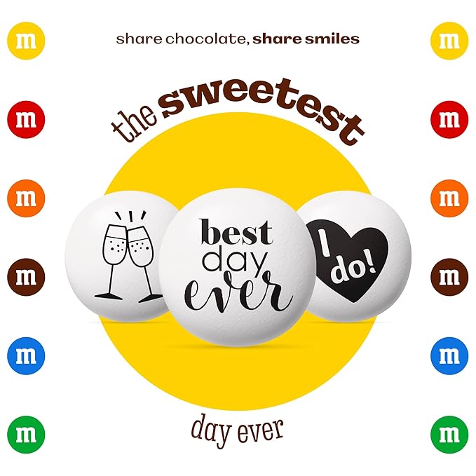 M&M’S WORLD Wedding Themed M&M'S Candy Bulk - 2 lbs Assorted Chocolate Candy for Wedding Decor, Just Married, I Do Decorations