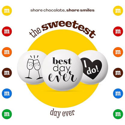 M&M’S WORLD Wedding Themed M&M'S Candy Bulk - 2 lbs Assorted Chocolate Candy for Wedding Decor, Just Married, I Do Decorations