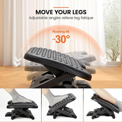 ErGear Under Desk Footrest, Adjustable Foot Rest with 3 Height Settings and 30-Degree Angle, Ergonomic Desk Foot Rest with Massage Texture, Foot and Leg Rest for Home & Office