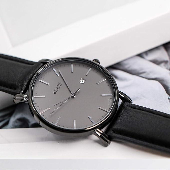 BUREI Men Wrist Watches Fashion Minimalist Analog Quartz Waterproof Watches for Men