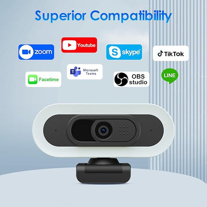 saylas 2K Webcam for PC, 2K@60FPS/1080P@60FPS Webcam with Microphone, USB Computer Camera with RGB Lights, Autofocus, Noise Cancellation, Privacy Cover, 65° FOV, Web Camera for Computer/Laptop/MacBook