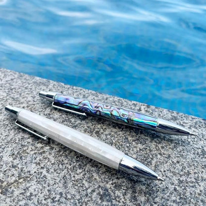 LACHIEVA LUX Abalone Shell Mechanical Pencil 0.7mm, Luxury Metal Pencil for Drawing and Sketching, Includes 12 Lead Refills