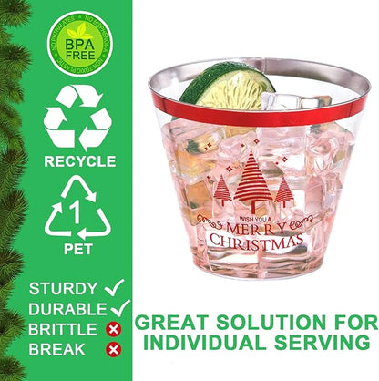 WELLIFE 60Pcs Christmas Party Cups, 9oz Merry christmas Cups, Christmas Disposable Plastic Cups for Daily Use, Holiday Party Supplies