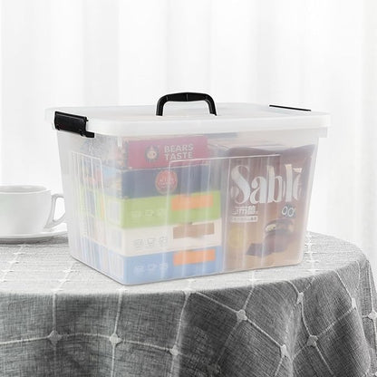 Asking 18 L Clear Plastic Storage Box with Handle, 4-Pack
