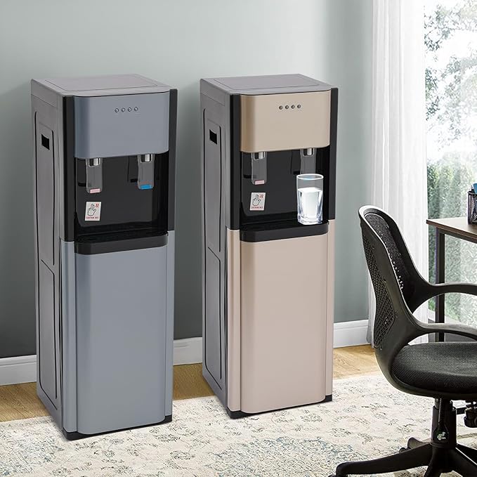 Bottom Loading Water Cooler Water Dispenser, 3 Temperature Settings, Hot and Cold Water Dispenser, 20L/5.28 Gallon High-Capacity Floor Standing Water Cooler for Offices, Homes, Gyms, Apartments (Gold)
