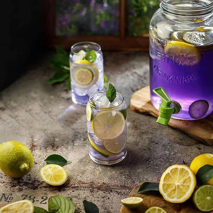 Le'raze Drinking Glasses Set of 10 - Can Shaped Glass Cups, 16oz Iced Tea/Coffee Glasses, Hurricane Tumbler Glass, Cocktail Whiskey Soda Clear Water Beer Glasses