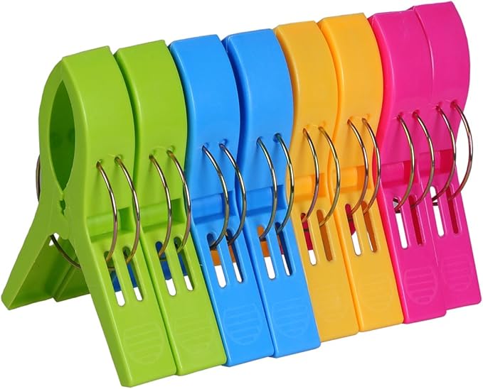 ECROCY Beach Towel Clips Heavy Duty, 8 Pack Towel Clips for Beach Chairs Non-Slip, Waterproof Towel Holder in Bright Colors
