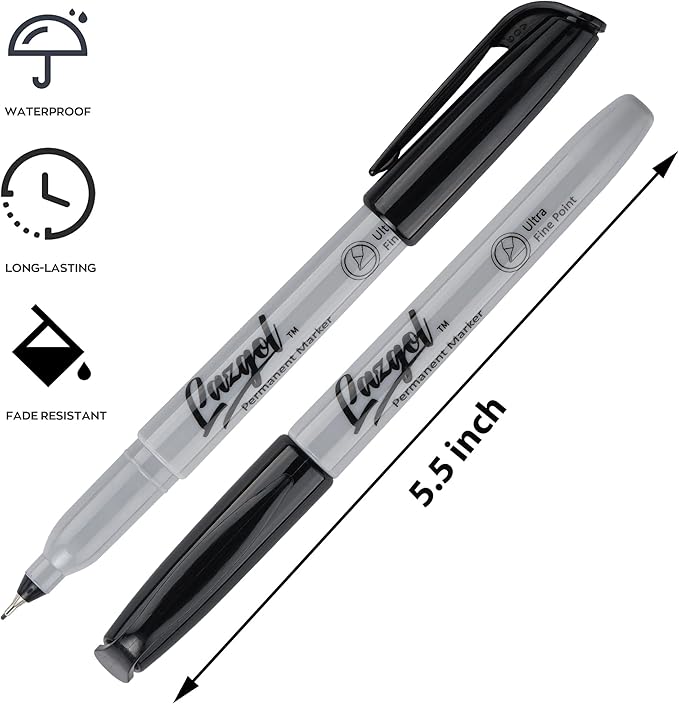 Permanent Markers Bulk, Ultra Fine Point, 60 Pack Black 0.4 mm Permanent Marker set, Felt Tip Pens Works on Plastic, Wood, Stone, Metal and Glass for Doodling, Marking