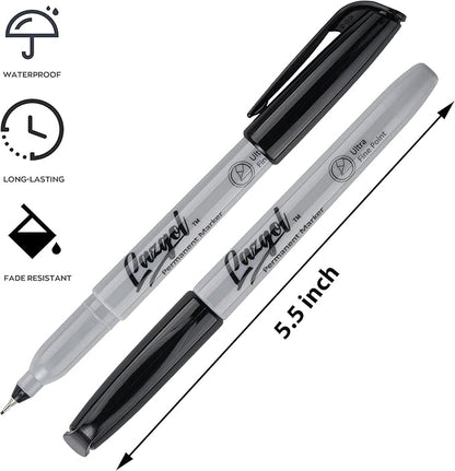 Permanent Markers Bulk, Ultra Fine Point, 60 Pack Black 0.4 mm Permanent Marker set, Felt Tip Pens Works on Plastic, Wood, Stone, Metal and Glass for Doodling, Marking