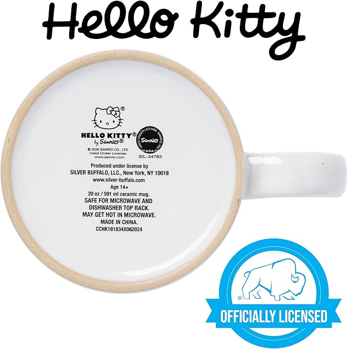 Silver Buffalo Sanrio Hello Kitty “When in Doubt, Call Mom” Wax Resist Ceramic Mug, 20 Ounces