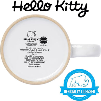 Silver Buffalo Sanrio Hello Kitty “When in Doubt, Call Mom” Wax Resist Ceramic Mug, 20 Ounces