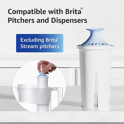 Overbest Alkaline Water Filter, Replacement for Brita® Pitchers and Dispensers, Brita® Classic 35557, OB03, Mavea® 107007, and Amazon Basics® 10-Cup Pitcher, Includes 6 Filters