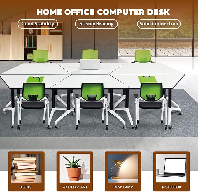 Conference Table,Folding Conference Room Tables with Flip-Top Design,Rolling Seminar Meeting Table with Caster,Mobile Training Tables,Large Seminar Tables for Office,Conference Training Room (6)