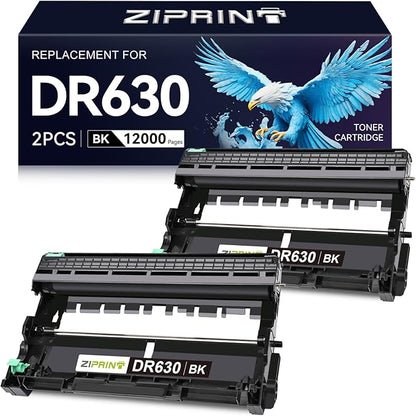 ZIPRINT 2-Pack Dr630 Drum Replacement for Brother DR 630 DR-630 HL-L2300D HL-L2320D HL-L2360DW HL-L2380DW DCP-L2540DW DCP-L2520DW MFC-L2700DW MFC-L2705DW MFC-L2707DW MFC-L2720DW MFC-L2740DW Printer