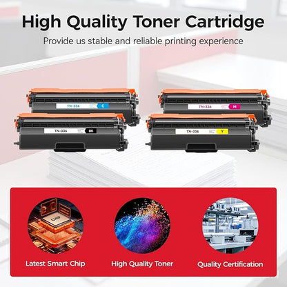 TN336 Toner Cartridge Set 4-Pack Printer Replacement Compatible for Brother TN-336 TN331 TN315 MFC-L8850CDW HL-L8350CDW MFC-L8600CDW HL-4150CDN MFC-9970CDW DCP-L8400 L8450 HL-L8250 L8650 L8850 4570CDW