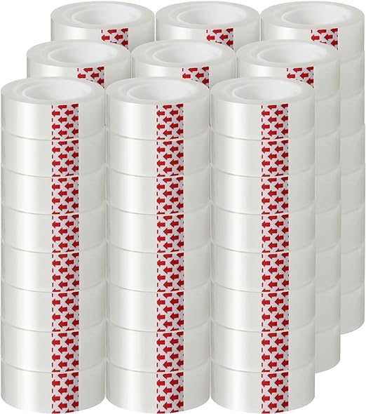 72 Rolls Transparent Tape Refills, Clear Tape Dispenser Refill Rolls, Glossy Gift Wrap Tapes for Office, School, Home, 3/4 x 800 Inches