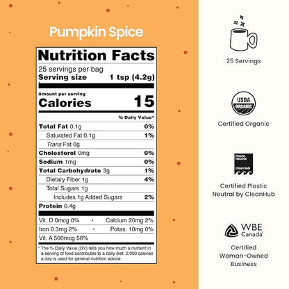 Blume Pumpkin Spice Latte - Superfoods Powdered Latte - Syrup free, Organic & Vegan Latte - 25 Servings (125g)