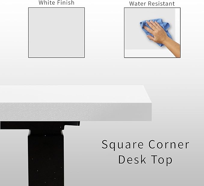 VIVO Electric 78 x 55 inch Square Corner Memory L Shaped Stand Up Desk, White Table Top, White Frame, Corner Height Adjustable Workstation, 3E-S Series, DESK-KIT-3E5SW