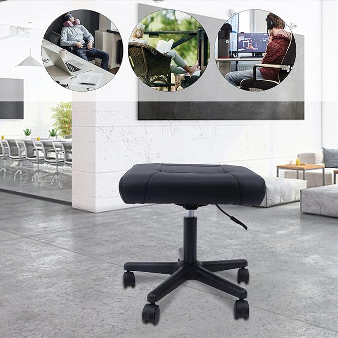 Office Footrest,Leg Rest Rolling Chair,Rolling Swivel Stool,Backless Height Adjustable Stool,Rest Ottoman Under Desk,Foot Stool with Wheels for Home Desk Counter Salon