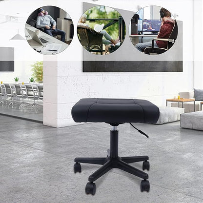 Office Footrest,Leg Rest Rolling Chair,Rolling Swivel Stool,Backless Height Adjustable Stool,Rest Ottoman Under Desk,Foot Stool with Wheels for Home Desk Counter Salon