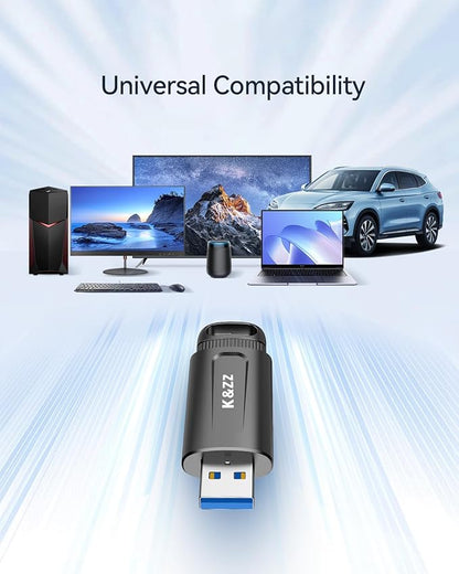 K&ZZ USB Drive 32GB 2 Pack Plug and Play USB 3.0 Flash Drives Push- Pull Cover Thumb Drive Portable Jump Drive USB Storage for Computer/Car Audio/Laptop