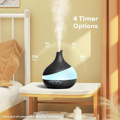 500ML Essential Oil Diffuser: Aromatherapy Humidifier with Remote Control & 14 Colors LED - 1/3/6H Timer, Auto Shut-Off, BPA-Free Cool Mist for Home Bedroom Spa Yoga