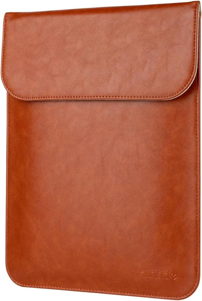 Allinside 11-12 inch Laptop Sleeve Case Compatible with MacBook Air 11 2010-2015/MacBook 12 2015-2017, Waterproof PU Leather Laptop Sleeve Bag Protective Vertical Case Cover, Brown