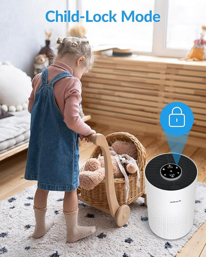 Air Purifiers for Home Bedroom, ADTARK Air Cleaner with H14 True HEPA 3-in-1 Filter, Sleep Mode & Aroma Function, 3 Light Modes, Room Air Purifier with 3 Timer for Office, Dorm, Hotel (White)