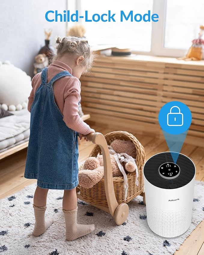 2 Pack Air Purifiers for Home Bedroom, ADTARK Air Cleaner with H14 True HEPA 3-in-1 Filter, Sleep Mode & Aroma Function, 3 Light Modes, Room Air Purifier with 3 Timer for Office, Dorm, Hotel (White)