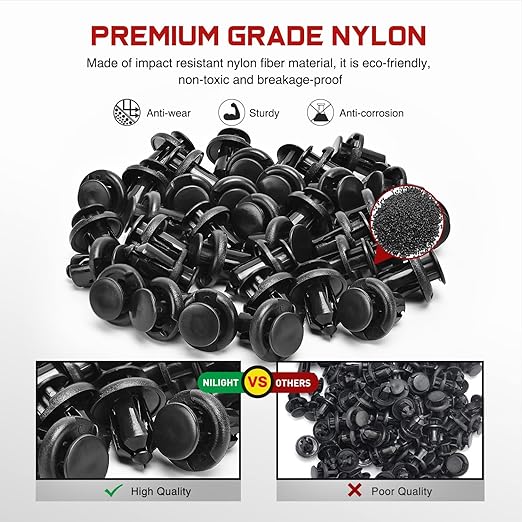 Nilight 100Pcs Push-Type Fender Liner Retainer Clips Replacement for Chrysler 6504521, 04575412AF Jeep Liberty Grand Caravan Dodge Charger Grand Caravan, 2 Years Warranty