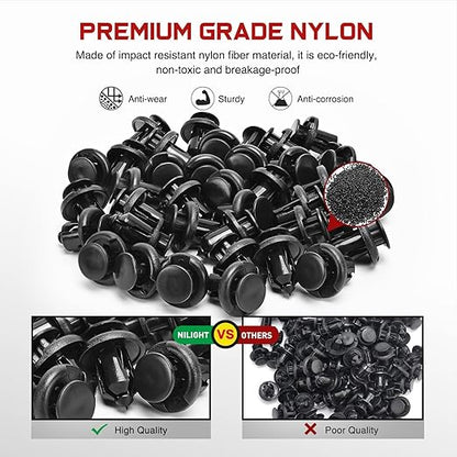 Nilight 100Pcs Push-Type Fender Liner Retainer Clips Replacement for Chrysler 6504521, 04575412AF Jeep Liberty Grand Caravan Dodge Charger Grand Caravan, 2 Years Warranty