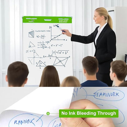 Sticky Easel Pad 25 in x 30 in, 35 Sheets/Pad, 4 Pads/Pack, 140 Sheets， Large White Sticky Easel Paper for Office and Classrooms, Flip Chart Paper for Teachers，Super Sticking Power & Bleed-Resistant