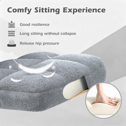 Office Chair with Wheels, Ergonomic Rolling Desk Chair with Flip-up Armrest, Adjustable Home Office Computer Chair Teddy Fleece – Light Gray