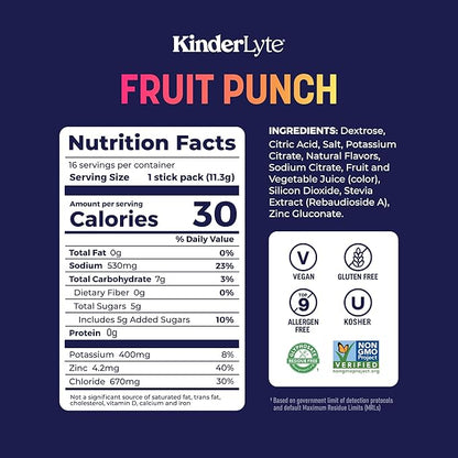 Kinderlyte Electrolyte Powder for Kids and Adults - Variety Pack Drink Mix Hydration Packets 28 Count, No Artificial Sweeteners or Flavors, No Synthetic Dyes, Vegan, Non-GMO, Gluten-Free