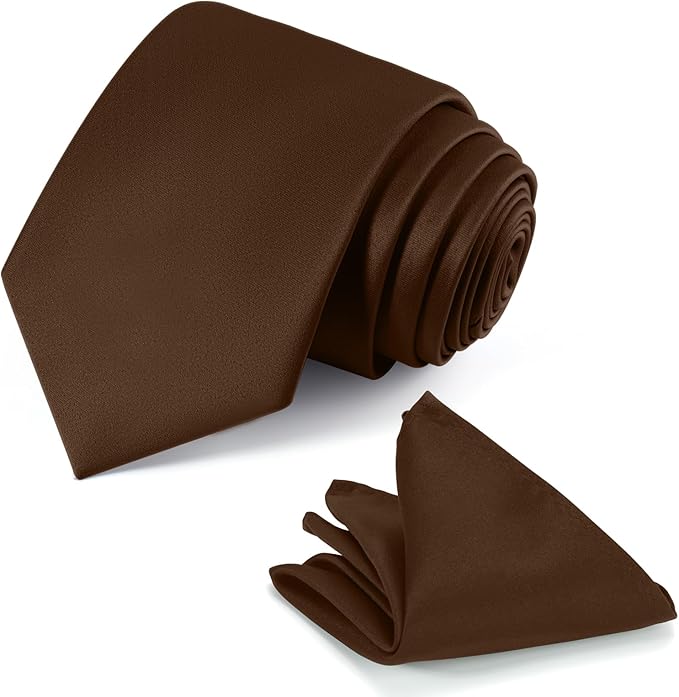 Black Tie Set in Gift Box Mens Solid Color 3.15" (8CM) Black Necktie and Pocket Square Set