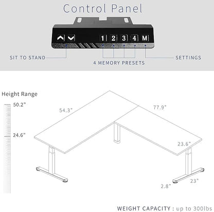 VIVO Electric 78 x 55 inch Square Corner Memory L Shaped Stand Up Desk, Light Wood Table Top, White Frame, Corner Height Adjustable Workstation, 3E-S Series, DESK-KIT-3E5SWC