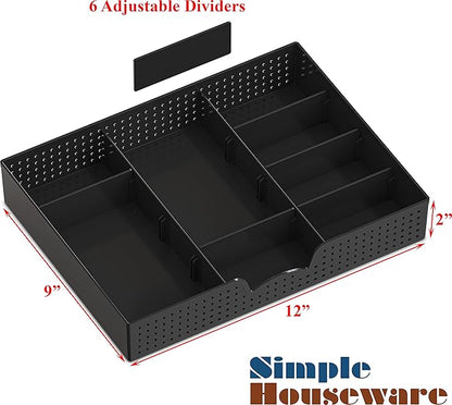 SIMPLE HOUSEWARE Desk Monitor Stand Riser with Adjustable Organizer Tray, Rustic Brown
