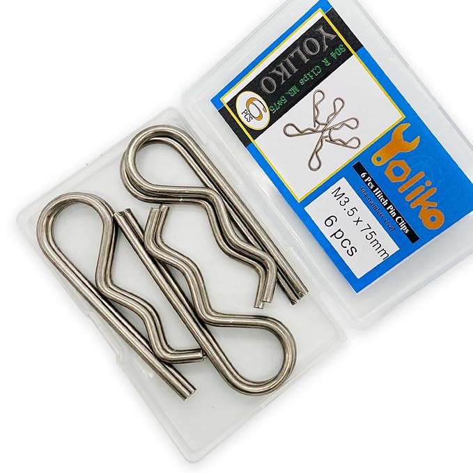 6 Pcs Heavy Duty Stainless Steel Spring Retaining Wire R Clips M3.5x75 Keeper Pins for Trailer Pin Clips Lock System