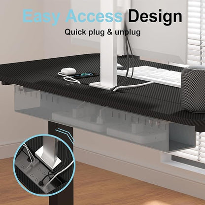 Standing Desk with Cable Management Tray, 55"x24" Electric Height Adjustable Sit Stand Desk, Memory Presets, Anti-Collision, Workstation for Home Office, Black Top Black Frame
