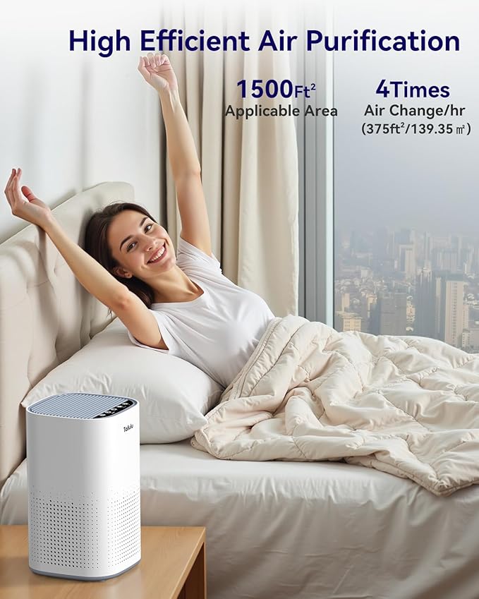 Air Purifiers for Home Large Room up to 1500ft², Tailulu H13 True HEPA Air Purifier for Pets Dust Odor Smoke, Air Purifier for Bedroom with 15dB Quiet Sleep Mode for Bedroom Office Living Room