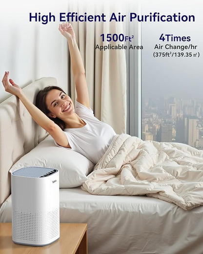 Air Purifiers for Home Large Room up to 1500ft², Tailulu H13 True HEPA Air Purifier for Pets Dust Odor Smoke, Air Purifier for Bedroom with 15dB Quiet Sleep Mode for Bedroom Office Living Room